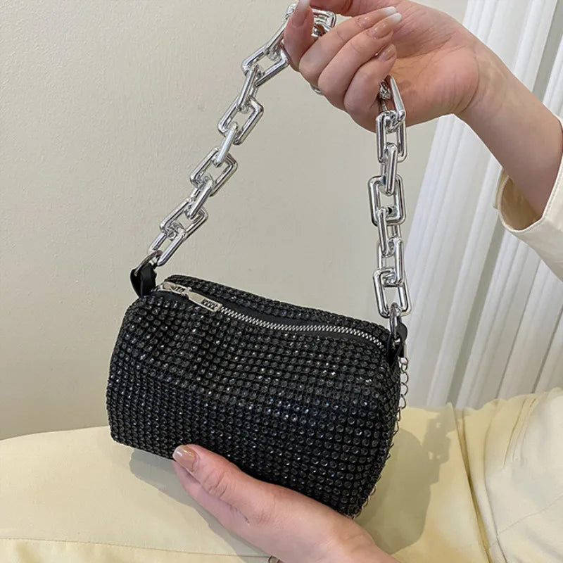 Rhinestone Bucket Bag - Glittering Evening Accessory - Premium Crossbody Bags from Shop1103841340 Store - Just $19.49! Shop now at Handbags Specialist Headquarter