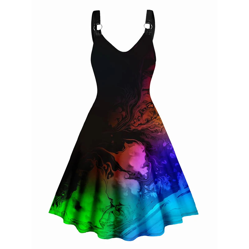 Dressfo Women's Summer Dresses Halloween Rose Injured Skull Print Hem - Premium from Dressfo Gothic Clothing Store - Just $31.99! Shop now at Handbags Specialist Headquarter
