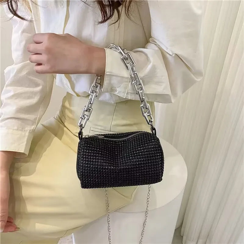 Rhinestone Bucket Bag - Glittering Evening Accessory - Premium Crossbody Bags from Shop1103841340 Store - Just $19.49! Shop now at Handbags Specialist Headquarter