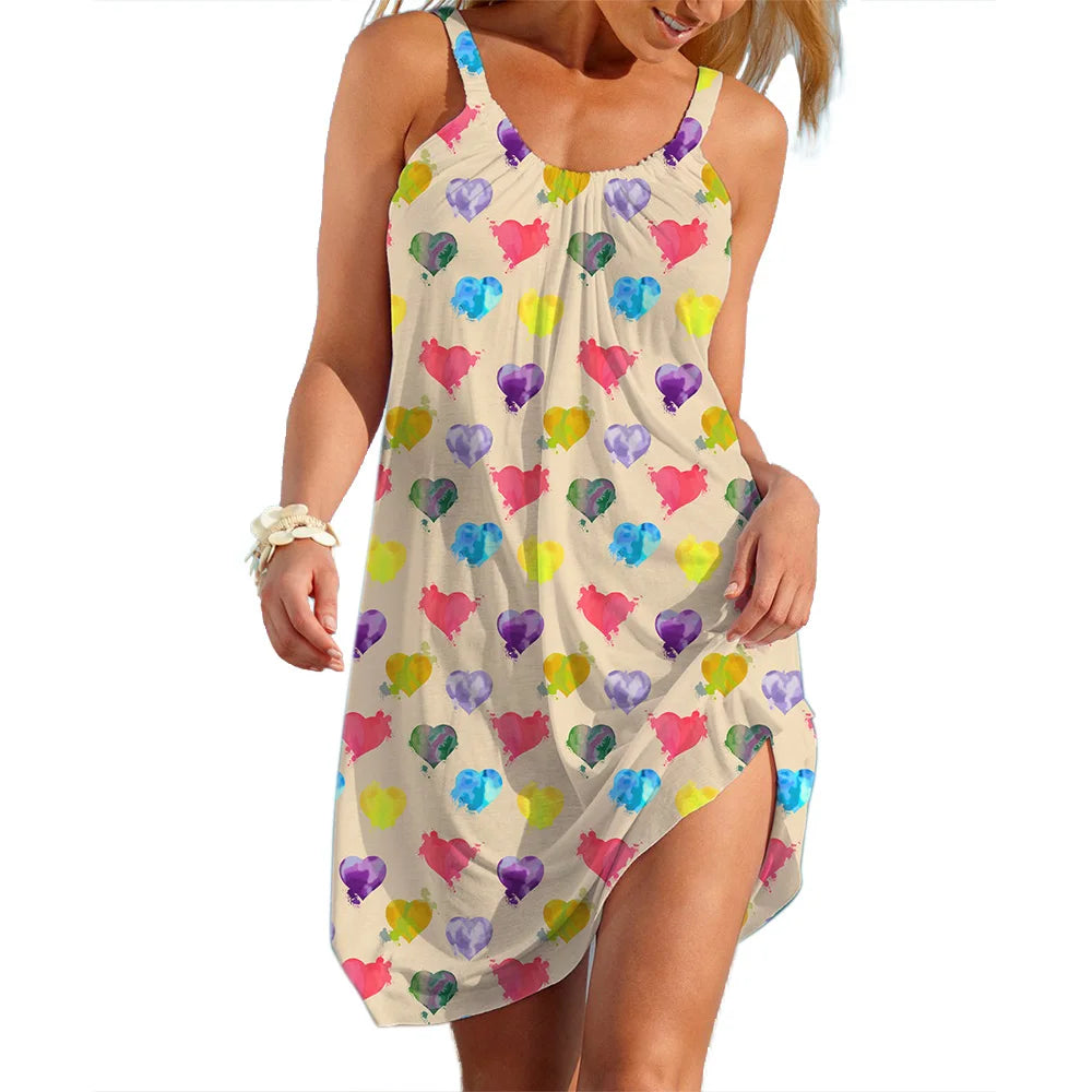 Women's Slip Dress Heart Shape Casual Beach Clothes Summer Woman Seaside Skirt Streetwear Lady Soft Dresses Sleevesless Tops - Premium from Shop1103877602 Store - Just $25.99! Shop now at Handbags Specialist Headquarter