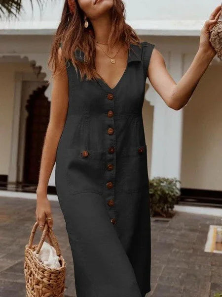Vintage Fashion Loose Comfortable V-neck Dresses - Premium from Shop1103664268 Store - Just $29.99! Shop now at Handbags Specialist Headquarter