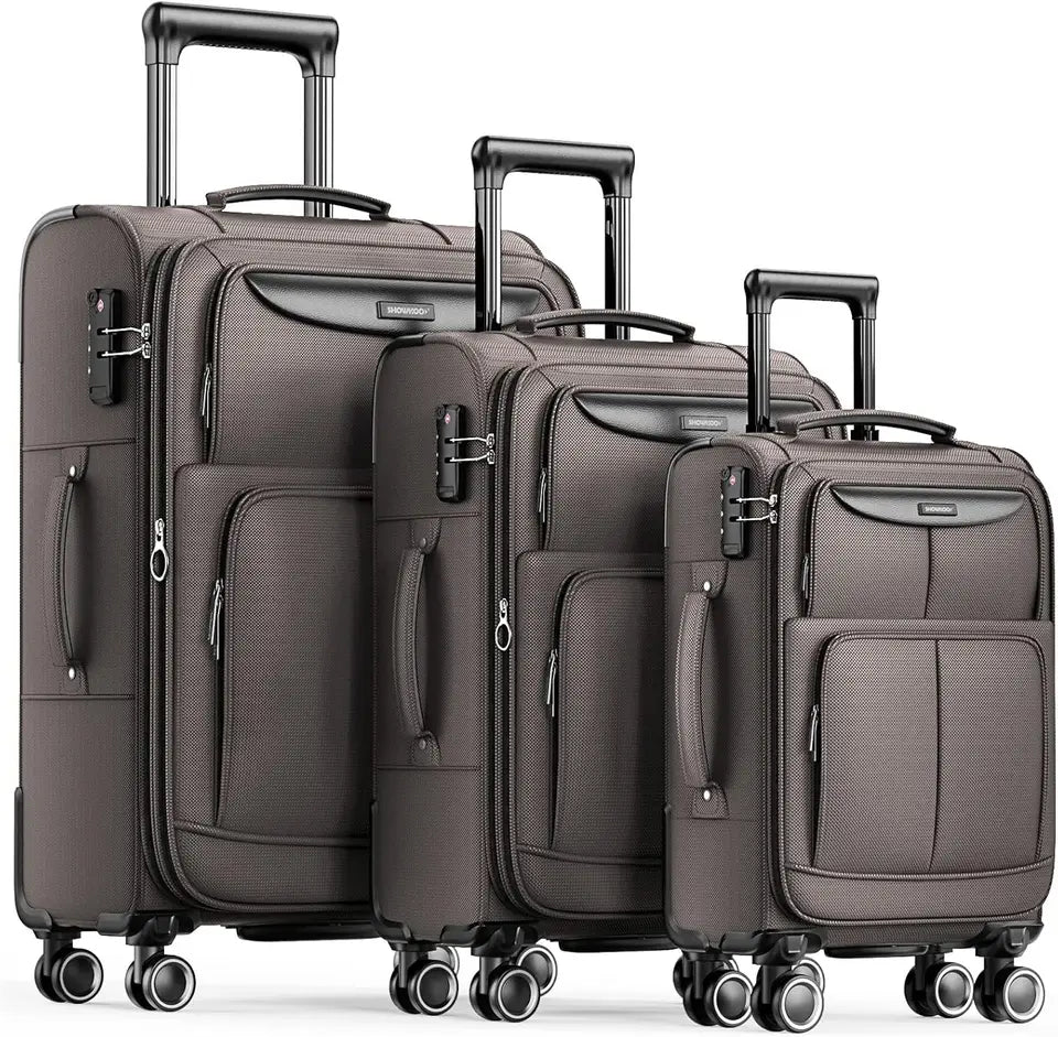 Luggage Sets 3 Piece Softside Expandable Lightweight Durable Suitcase Sets Double Spinner - Premium Luggage Travel Bags from eprolo - Just $228.99! Shop now at Handbags Specialist Headquarter