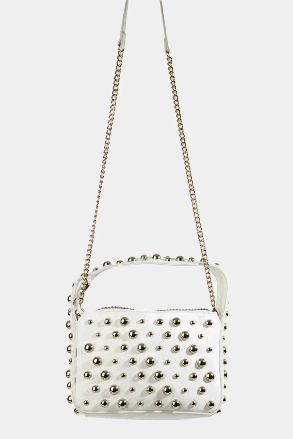 Fame Ball Studded Square Handbag - Premium Tote Bag from Trendsi - Just $39.99! Shop now at Handbags Specialist Headquarter