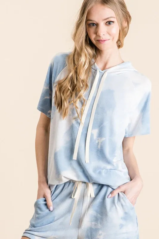 BiBi Tie Dye French Terry Hoodie Top and Bottom Set - Premium from Trendsi - Just $19.99! Shop now at Handbags Specialist Headquarter