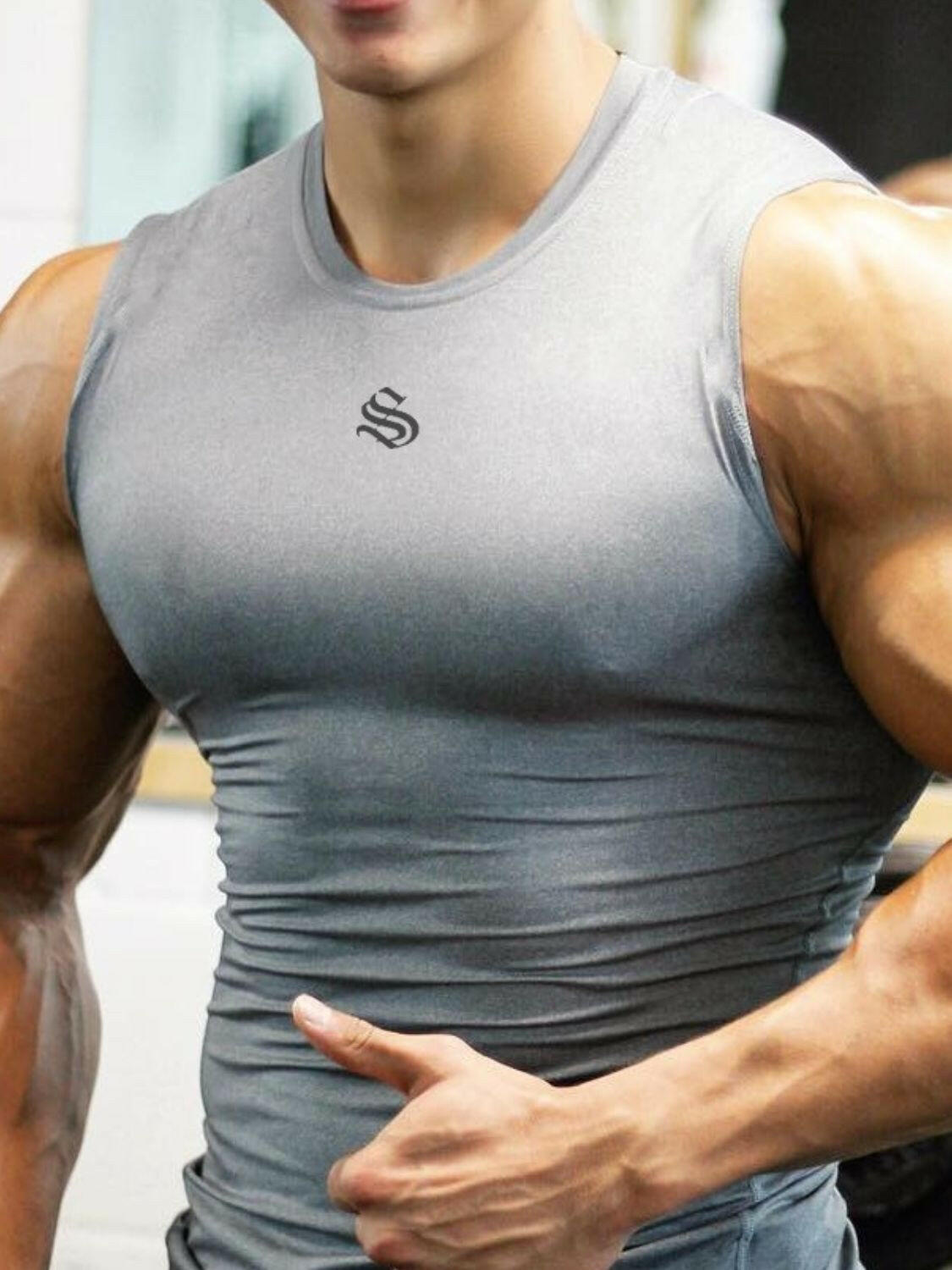 Men's Plus Size Round Neck Tank.