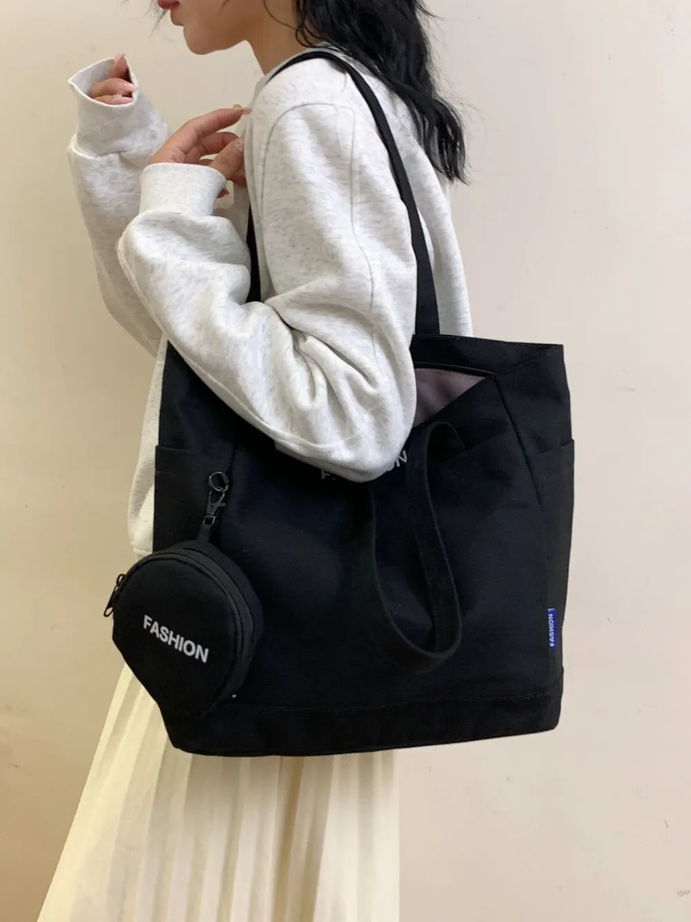 Canvas Tote Bag with Pouch - Premium Tote Bag from Trendsi - Just $39.99! Shop now at Handbags Specialist Headquarter