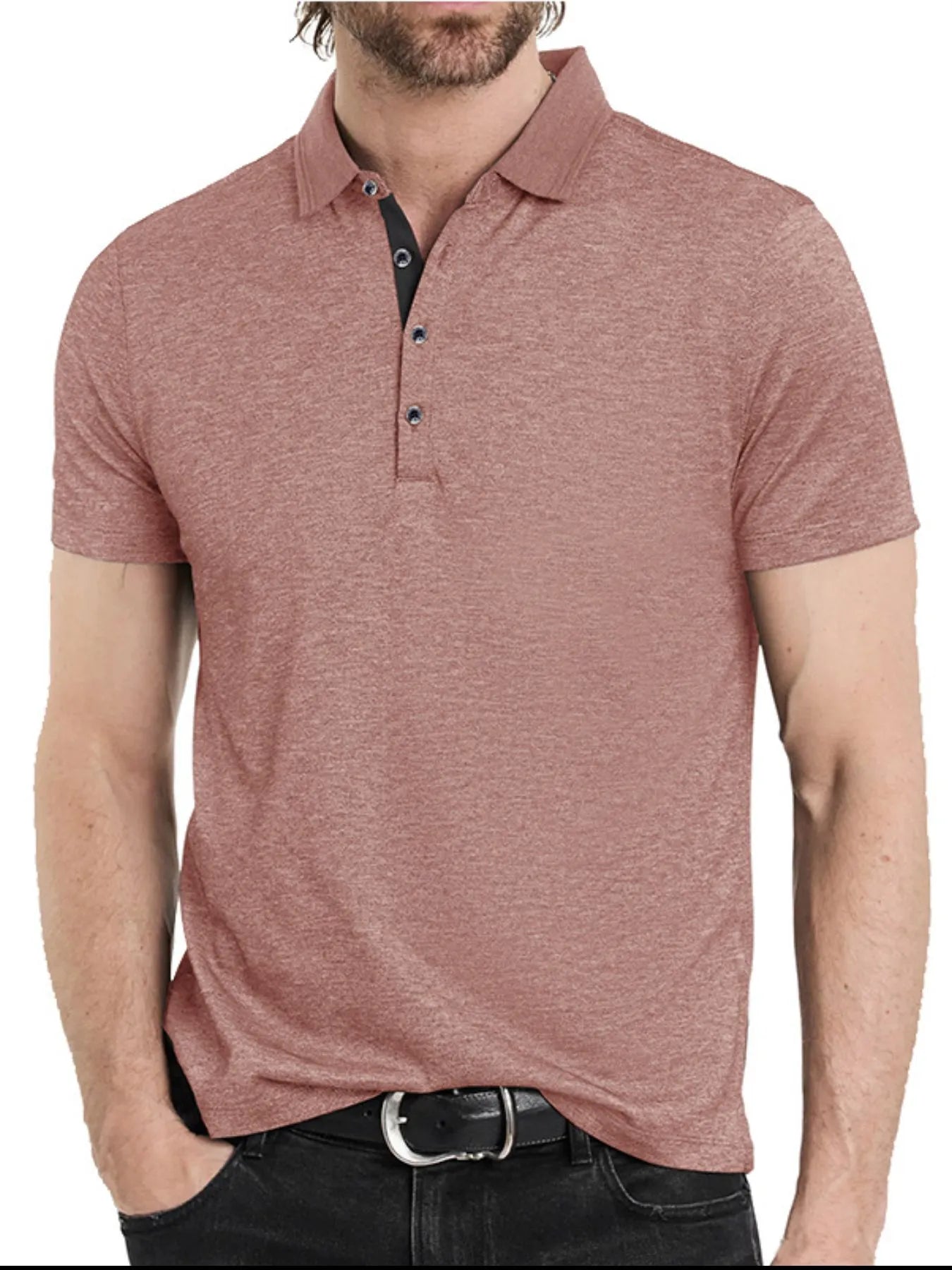Men's Classic Heathered Short Sleeve Polo Shirt - Premium Men's Polo shirt from Trendsi - Just $39.96! Shop now at Handbags Specialist Headquarter