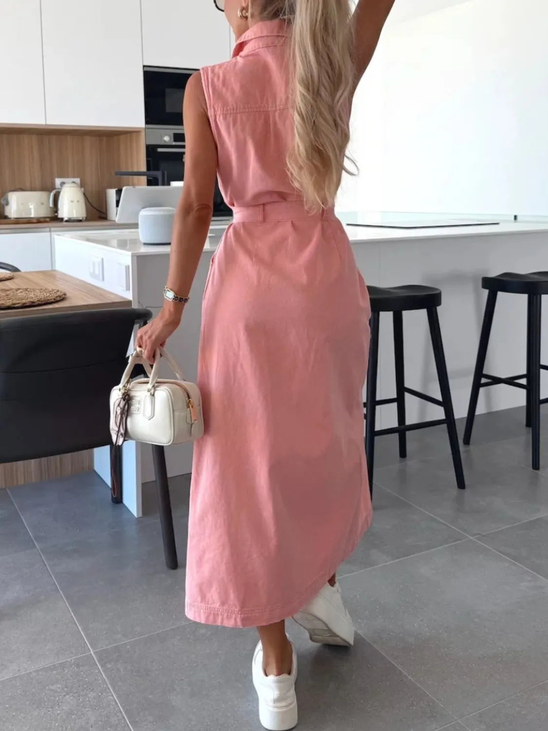 Button Front Sleeveless Denim Dress - Premium Women / Jeans & Denim from Trendsi - Just $51.62! Shop now at Handbags Specialist Headquarter