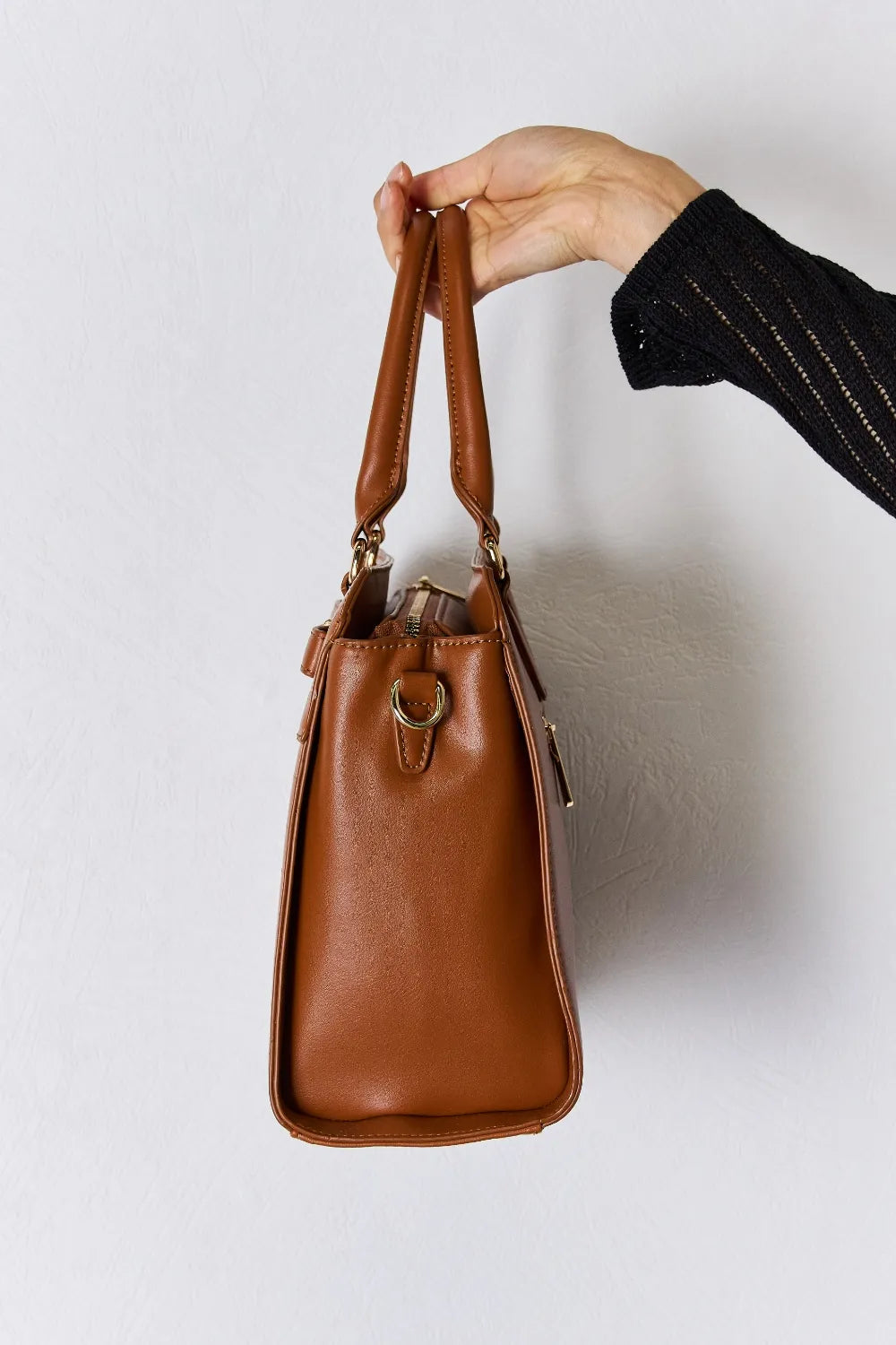 David Jones Texture PU Leather Handbag - Premium handbags from Trendsi - Just $57.99! Shop now at Handbags Specialist Headquarter