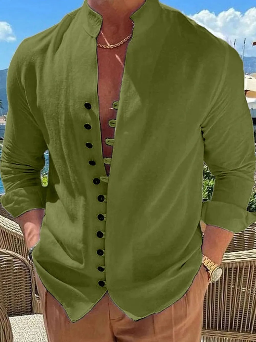 Men's Full Size Button Front Long Sleeve Shirt Plus Size - Premium Men's Shirt's from Trendsi - Just $26.08! Shop now at Handbags Specialist Headquarter