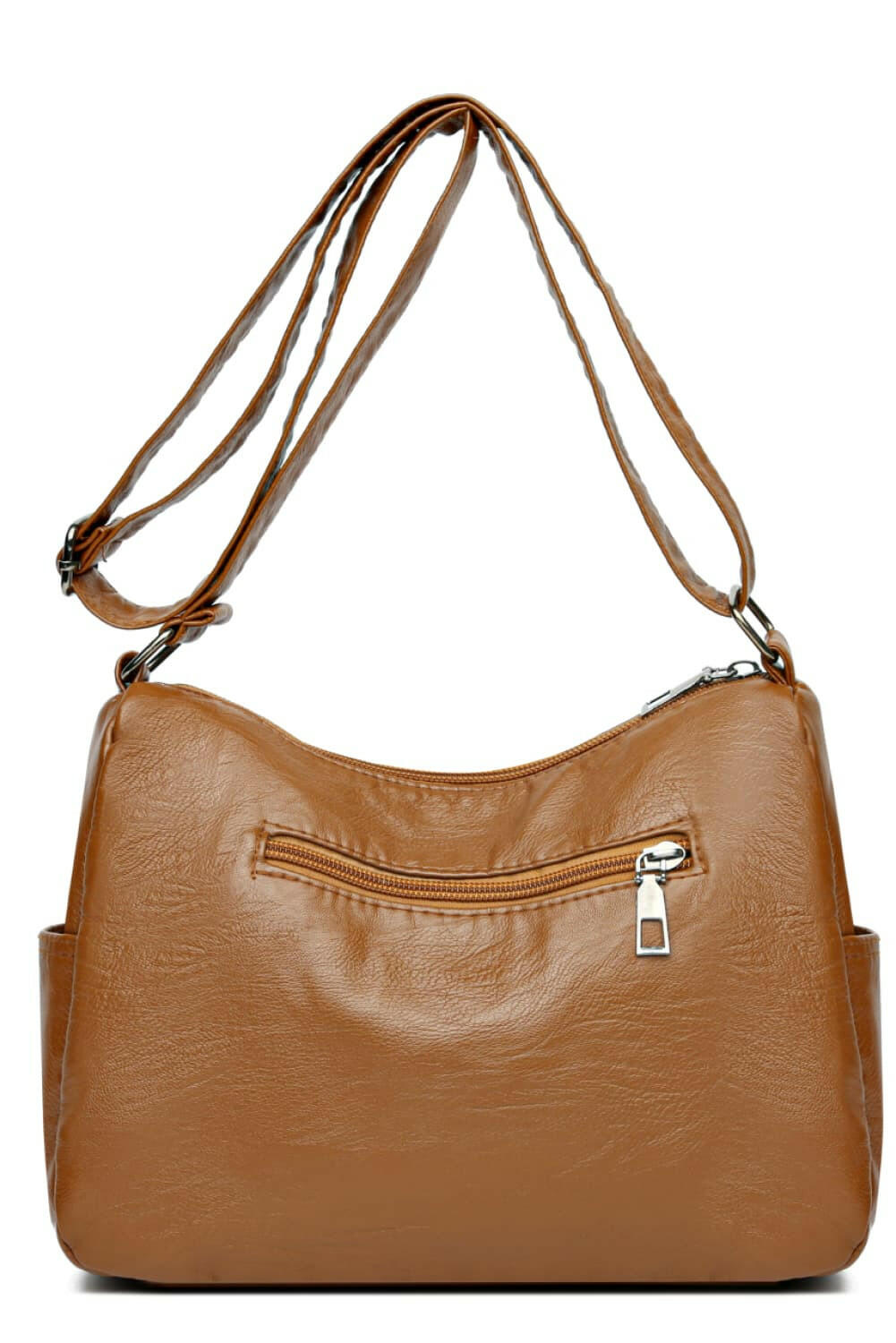 Multi-Pocket PU Leather Crossbody Bag.