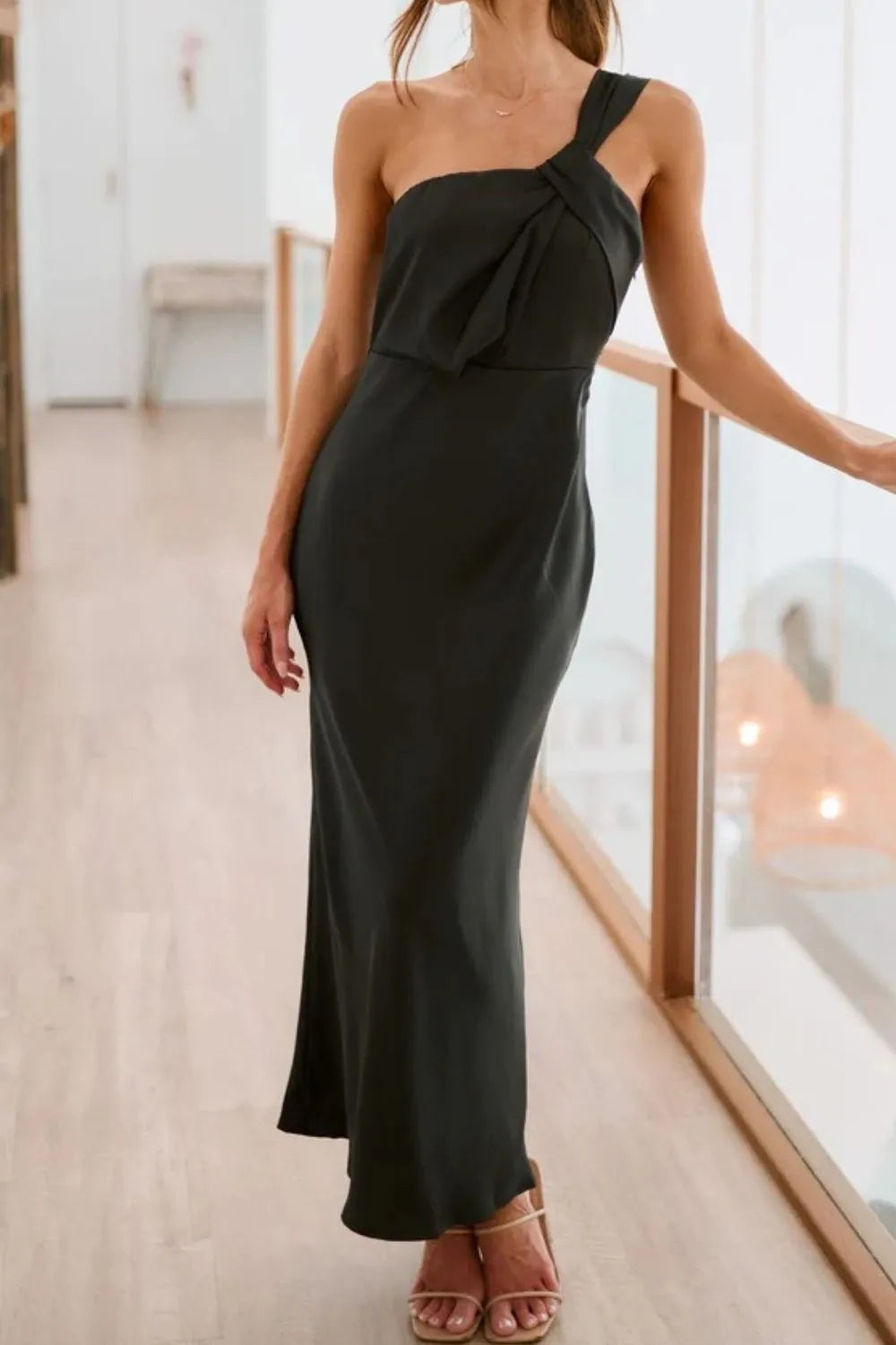 Single Shoulder Sleeveless Maxi Dress - Premium Maxi Dress from Trendsi - Just $29.99! Shop now at Handbags Specialist Headquarter