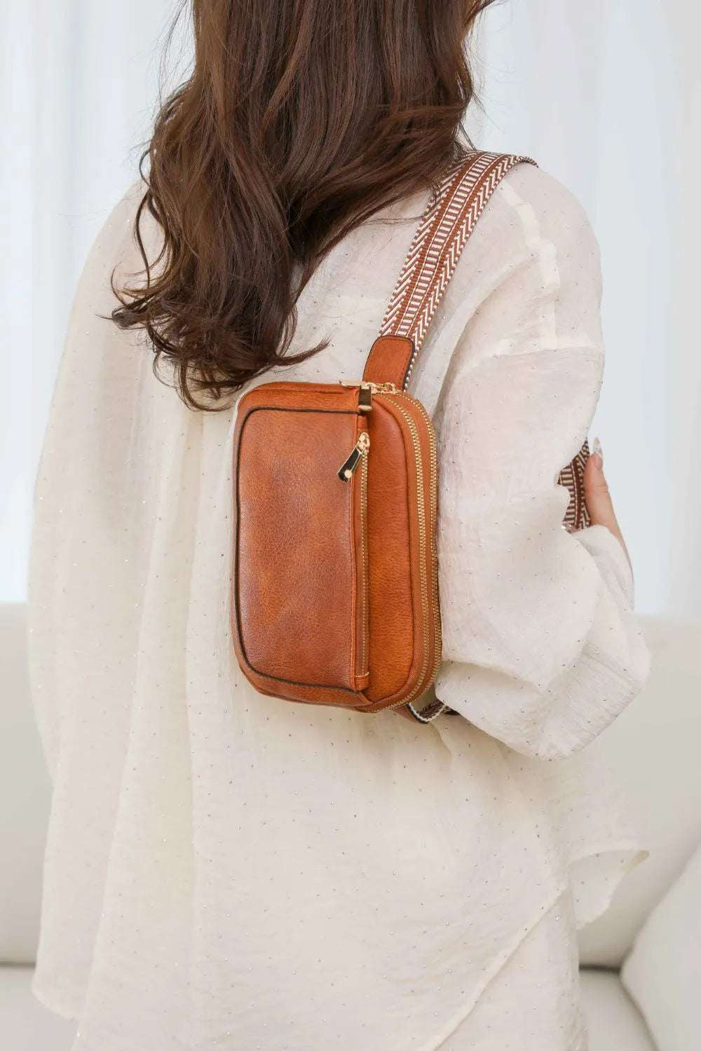 PU Leather Rectangle Crossbody Bag - Premium Crossbody Bag from Trendsi - Just $27.99! Shop now at Handbags Specialist Headquarter