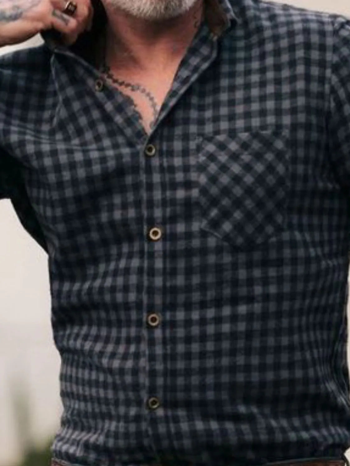 Men's Plus Size Plaid Button Up Long Sleeve Shirt - Premium Men's Shirt's from Trendsi - Just $26.40! Shop now at Handbags Specialist Headquarter