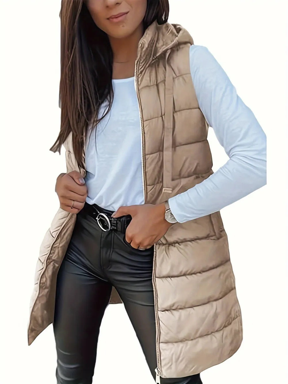 Plus Size Zip Up Hooded Vest Coat - Premium from Trendsi - Just $59.76! Shop now at Handbags Specialist Headquarter