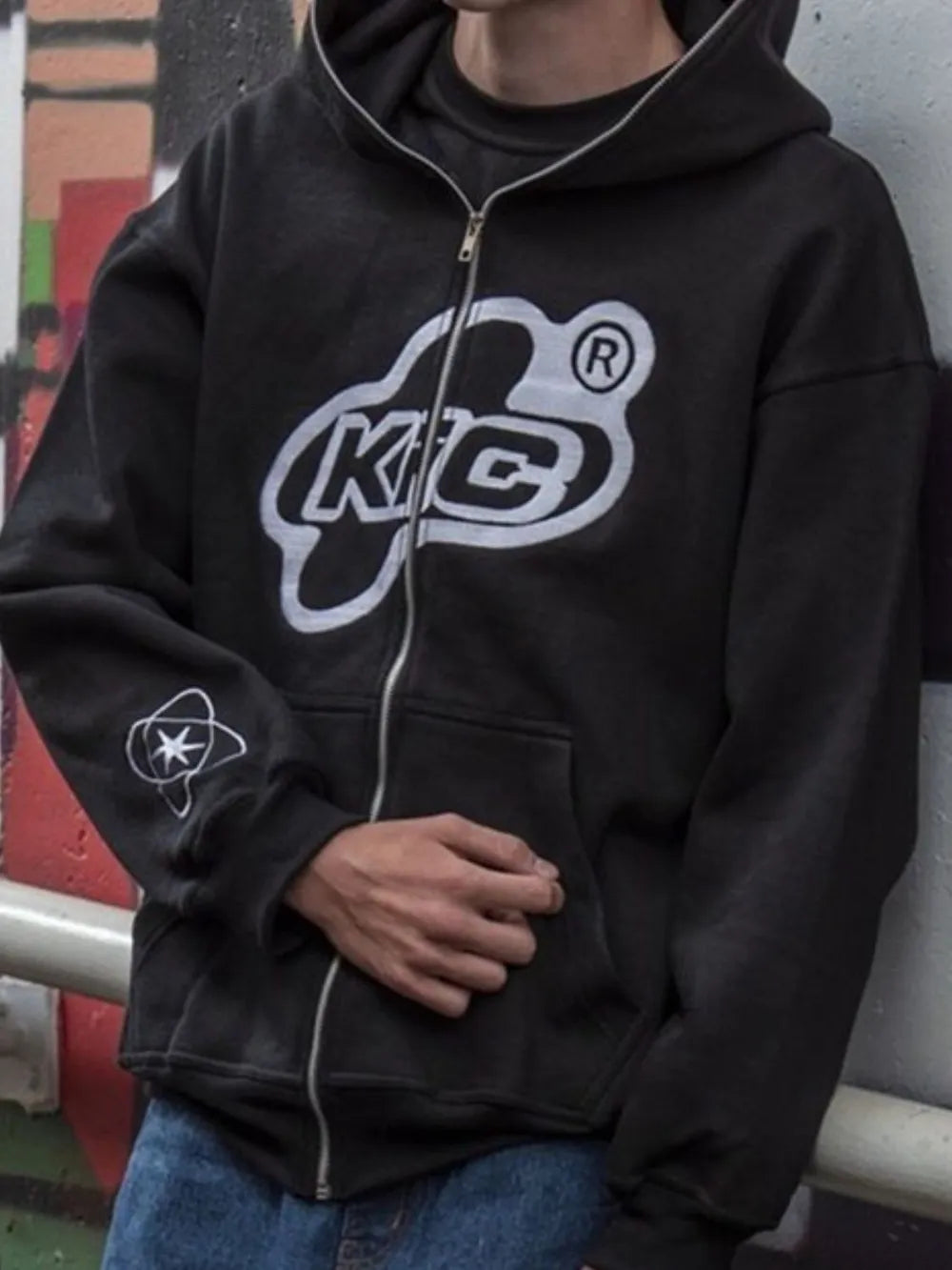 Men's Letter Graphic Zip Up Long Sleeve Hoodie - Premium Men's Sweatshirts from Trendsi - Just $35.46! Shop now at Handbags Specialist Headquarter
