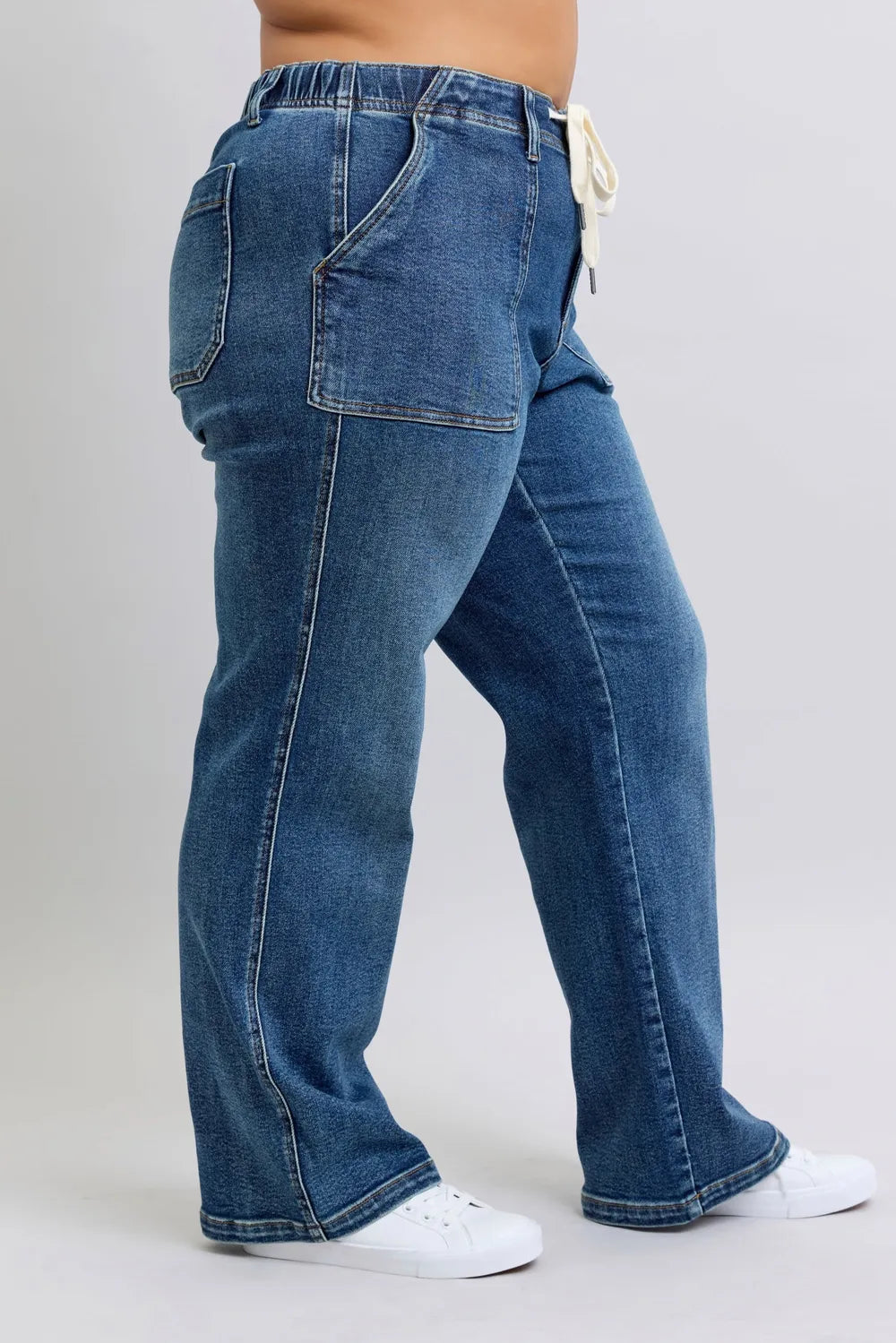 Judy Blue Plus Size High Waist Drawstring Wide Leg Jeans - Premium Women / Jeans & Denim from Trendsi - Just $72.99! Shop now at Handbags Specialist Headquarter