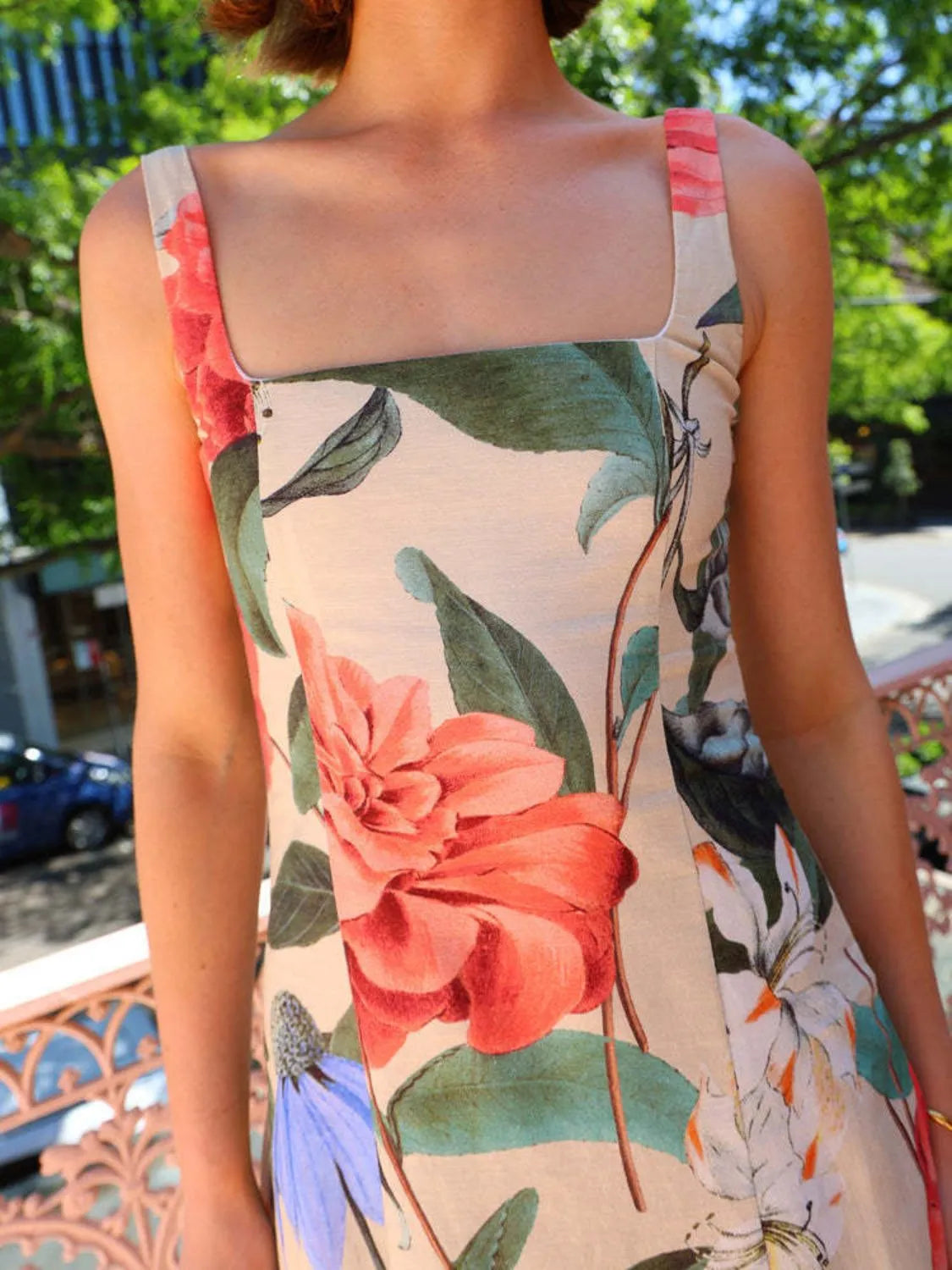 Printed Square Neck Maxi Dress - Premium Maxi Dress from Trendsi - Just $32.99! Shop now at Handbags Specialist Headquarter