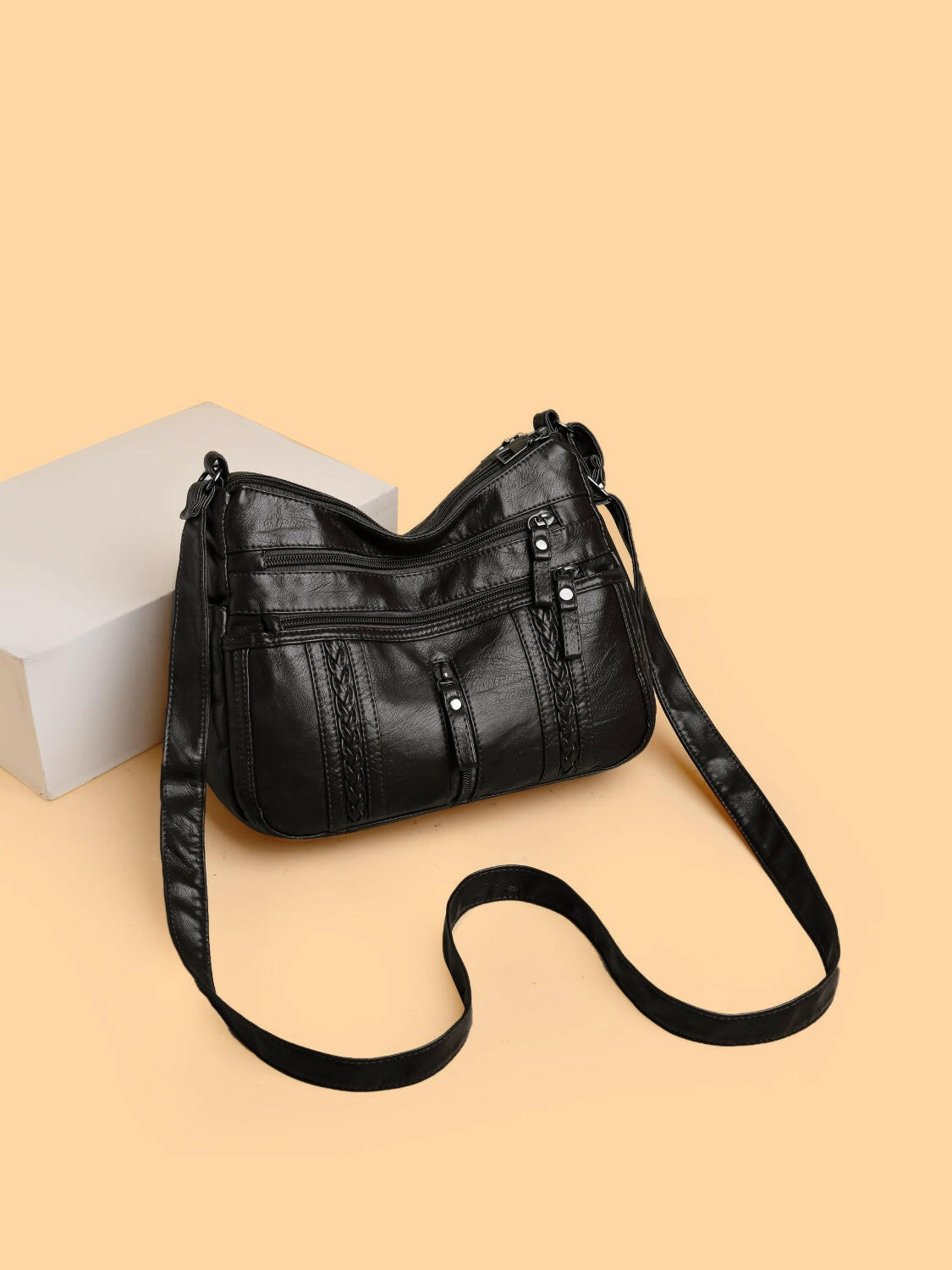 PU Leather Adjustable Strap Shoulder Bag - Premium Shoulder Bags from Trendsi - Just $23.60! Shop now at Handbags Specialist Headquarter