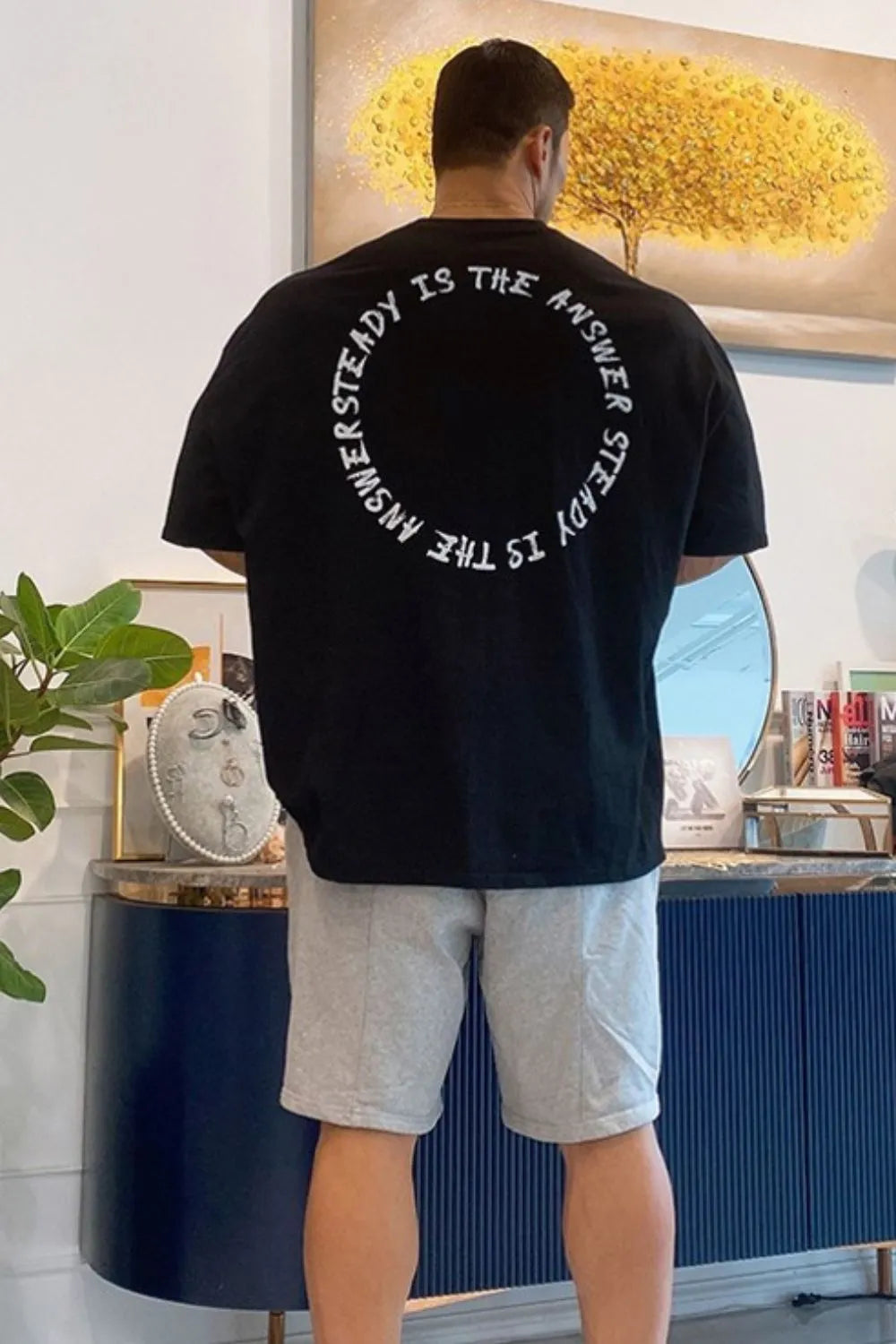 Men's Plus Size Letter Round Neck Half Sleeve T-Shirt - Premium Men's T Shirt from Trendsi - Just $23.80! Shop now at Handbags Specialist Headquarter