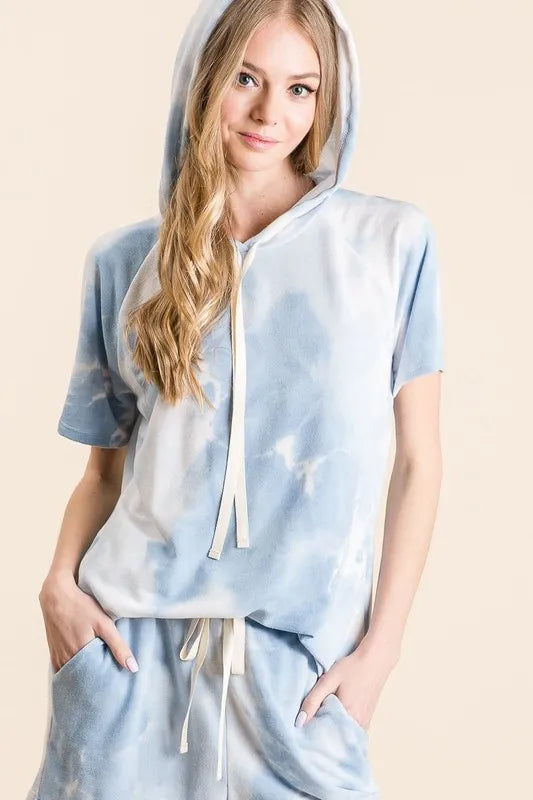 BiBi Tie Dye French Terry Hoodie Top and Bottom Set - Premium  from Trendsi - Just $19.99! Shop now at Handbags Specialist Headquarter
