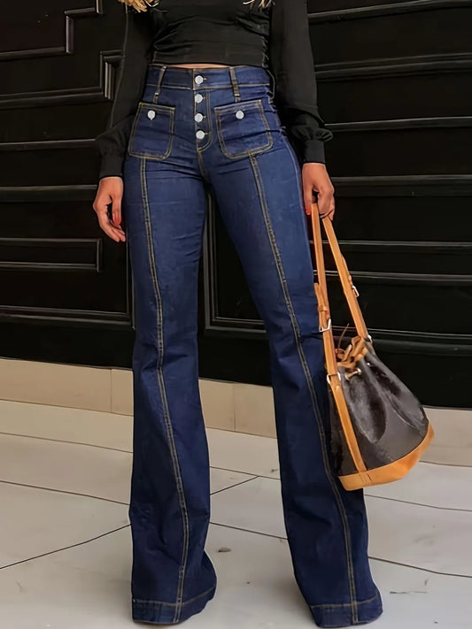 Flare Jeans with Pockets - Premium Women / Jeans & Denim from Trendsi - Just $35.10! Shop now at Handbags Specialist Headquarter