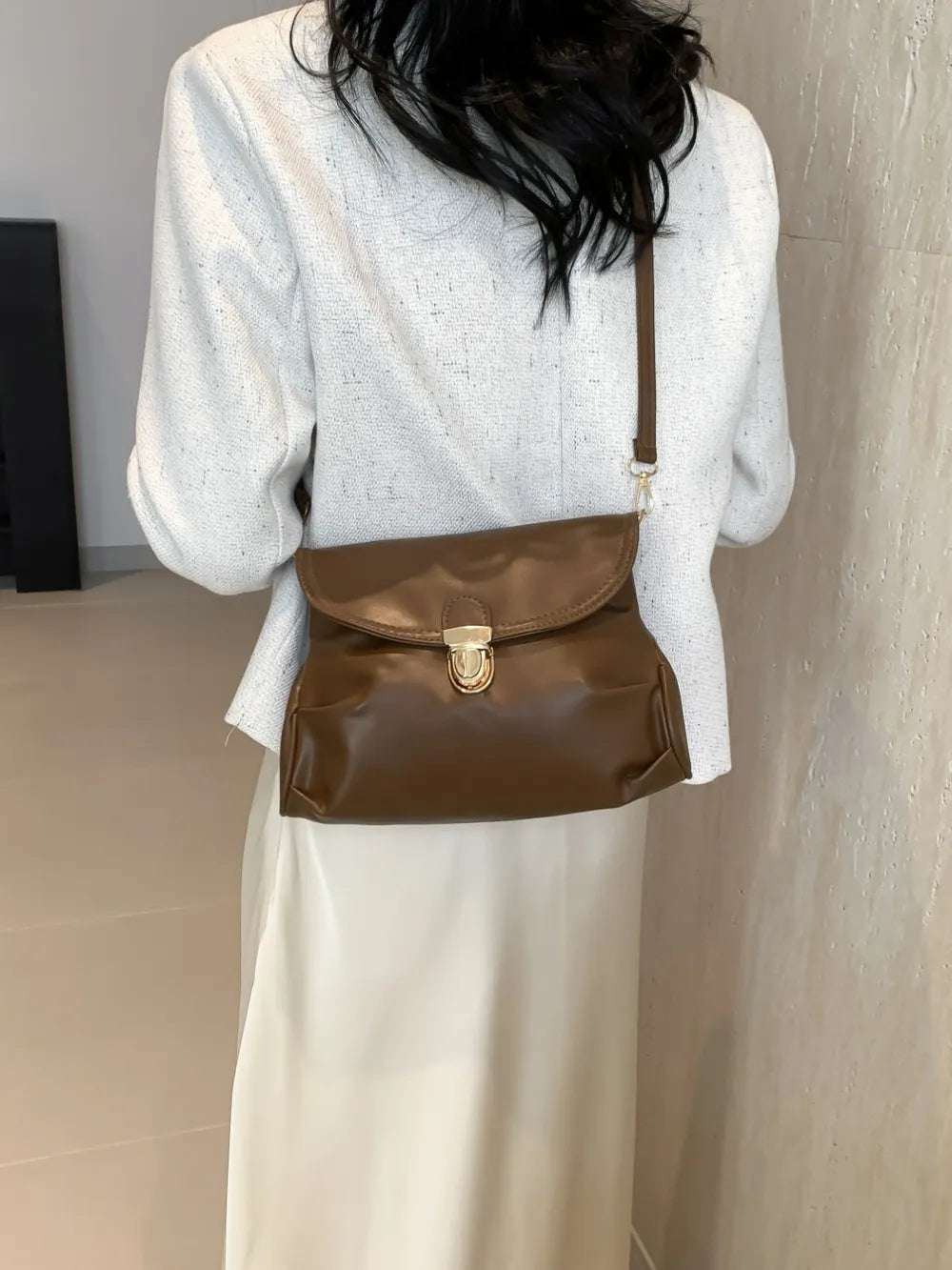 PU Leather Adjustable Strap Crossbody Bag - Premium Crossbody Bag from Trendsi - Just $18.99! Shop now at Handbags Specialist Headquarter