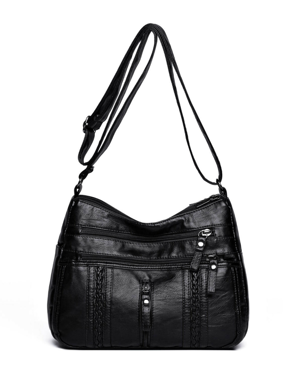 PU Leather Adjustable Strap Shoulder Bag.