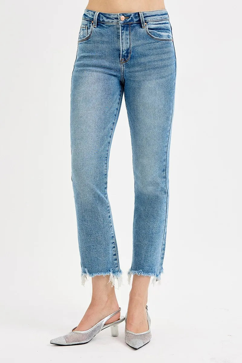 RISEN Full Size High Rise Crop Straight Slim Jeans Plus Size - Premium Women / Jeans & Denim from Trendsi - Just $63.99! Shop now at Handbags Specialist Headquarter