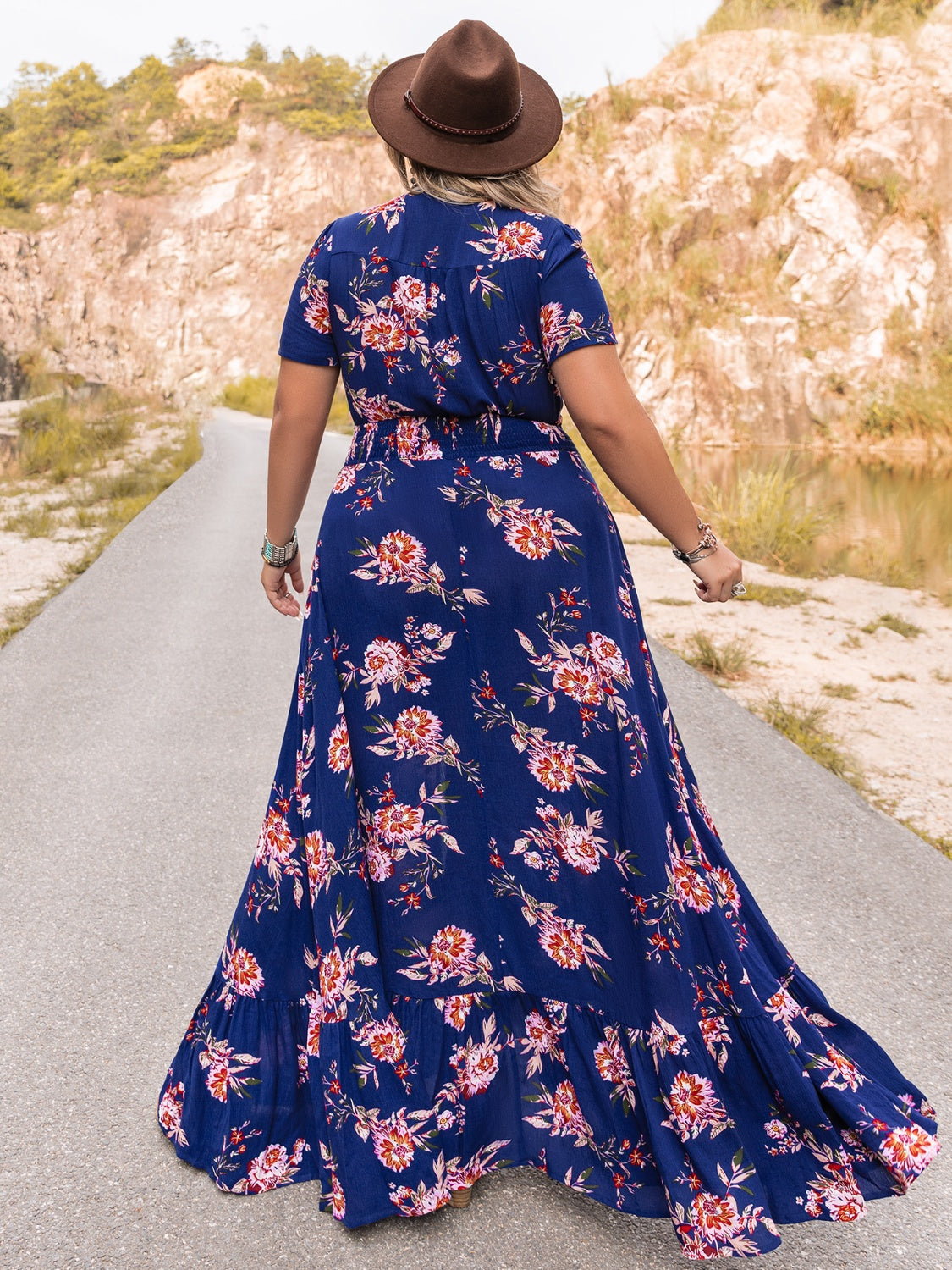 Plus Size V-Neck Maxi Dress - Premium Dresses from Trendsi - Just $60.99! Shop now at Handbags Specialist Headquarter