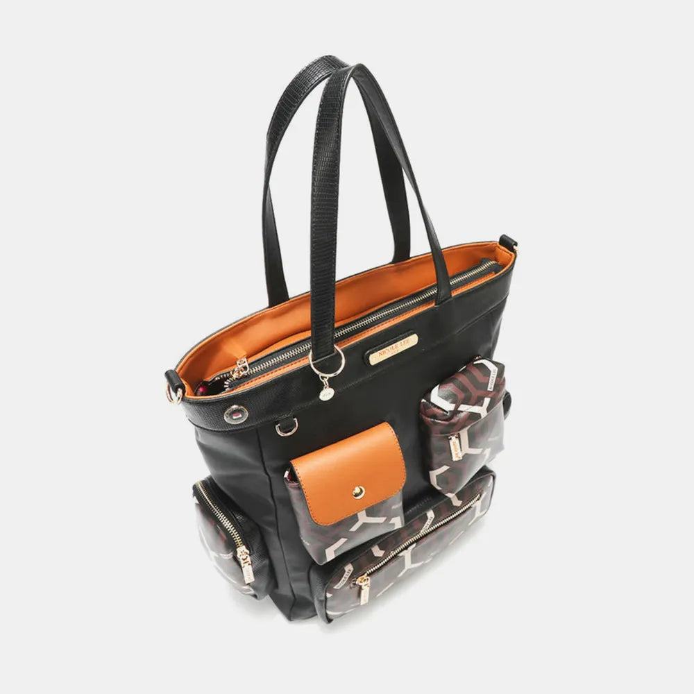 Nicole Lee USA Geometric Pattern Tote Bag - Premium Tote Bag from Trendsi - Just $70.99! Shop now at Handbags Specialist Headquarter
