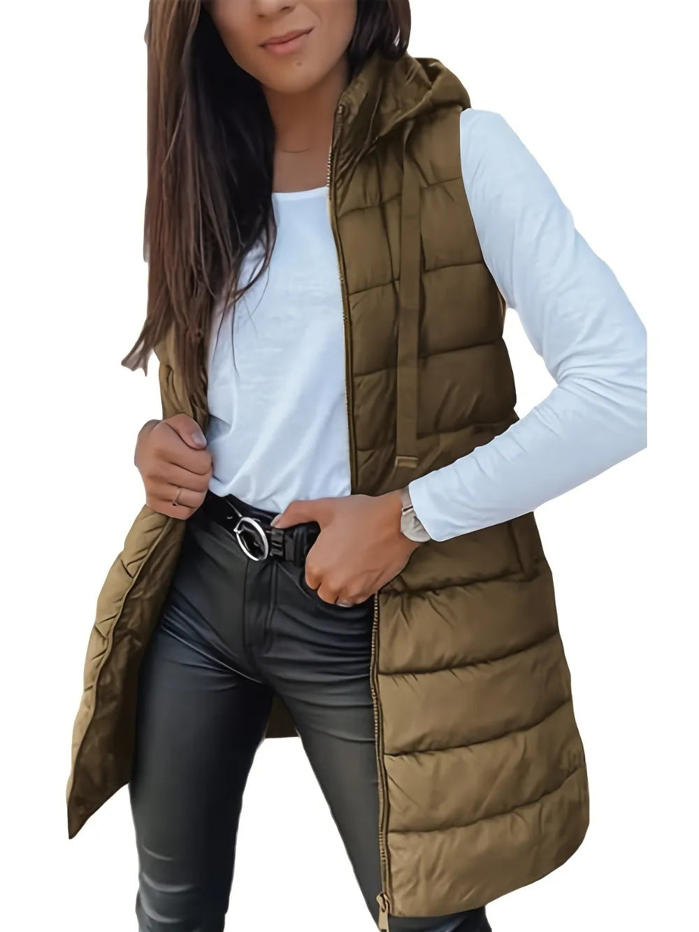 Plus Size Zip Up Hooded Vest Coat - Premium from Trendsi - Just $59.76! Shop now at Handbags Specialist Headquarter