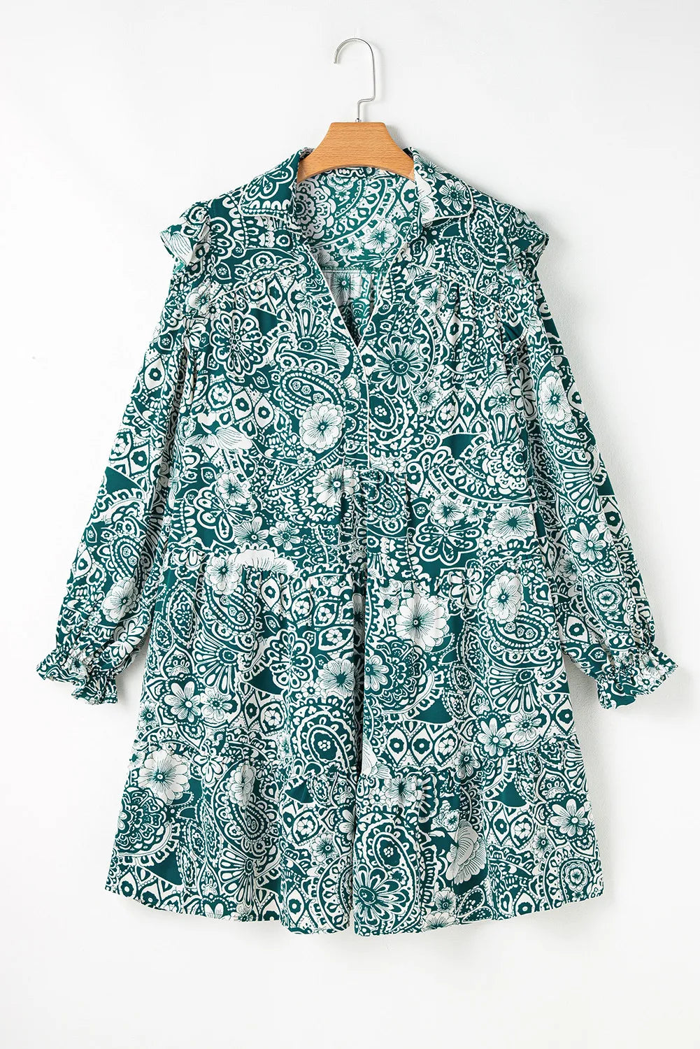 Plus Size Ruffled Printed Flounce Sleeve Dress - Premium Dresses from Trendsi - Just $44.99! Shop now at Handbags Specialist Headquarter