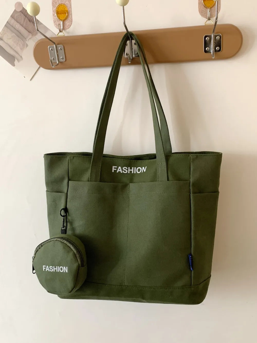 Canvas Tote Bag with Pouch - Premium Tote Bag from Trendsi - Just $39.99! Shop now at Handbags Specialist Headquarter