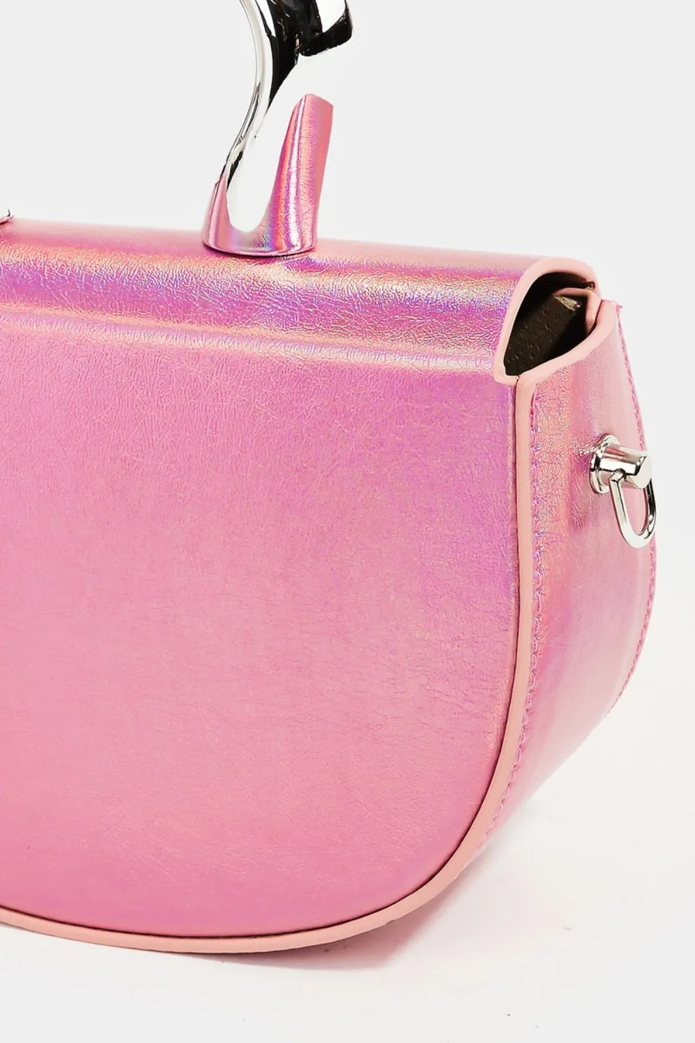 Fame Glossy Semi Circle Top Handle Bag - Premium Tote Bag from Trendsi - Just $41.99! Shop now at Handbags Specialist Headquarter