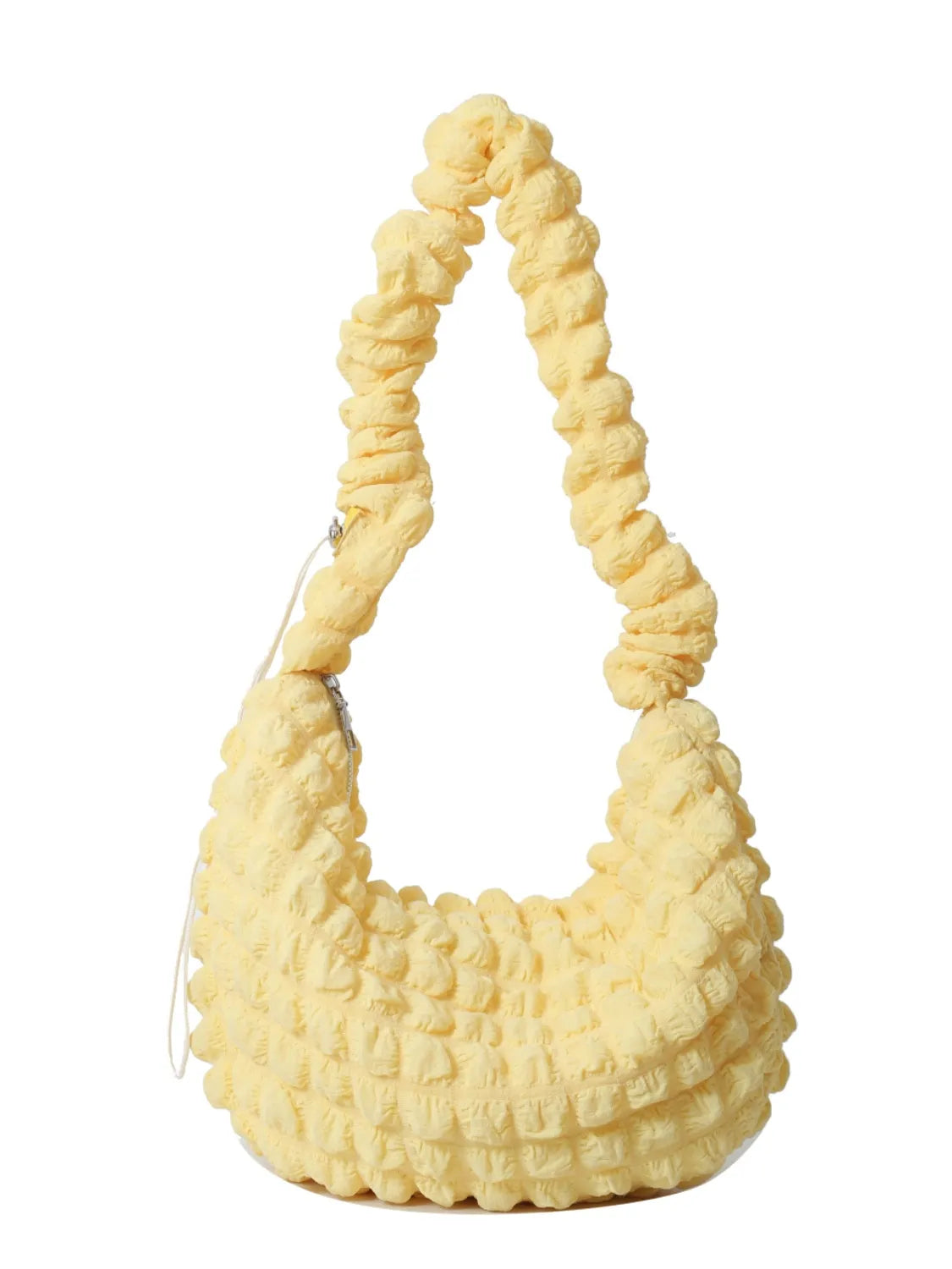 Drawstring Strap Bubble Textured Shoulder Bag.