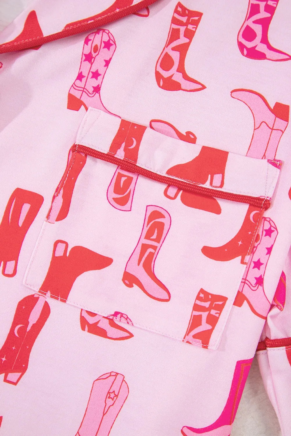 Cowgirl Boots Printed Shirt and Shorts Set - Premium Sleepwear from Trendsi - Just $60.99! Shop now at Handbags Specialist Headquarter