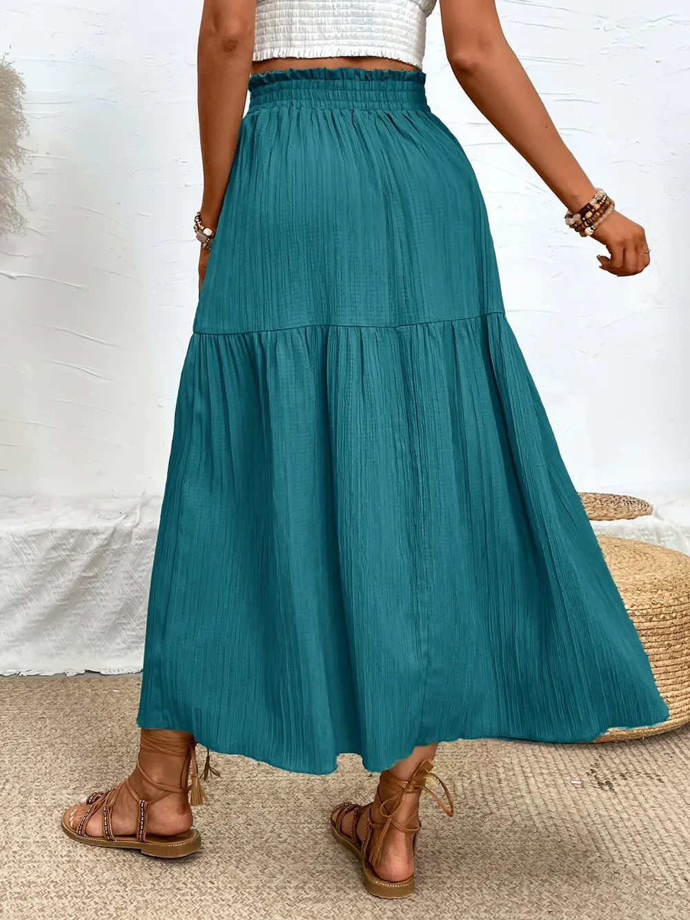 Frill Slit Skirt - Premium Skirts from Trendsi - Just $26.99! Shop now at Handbags Specialist Headquarter
