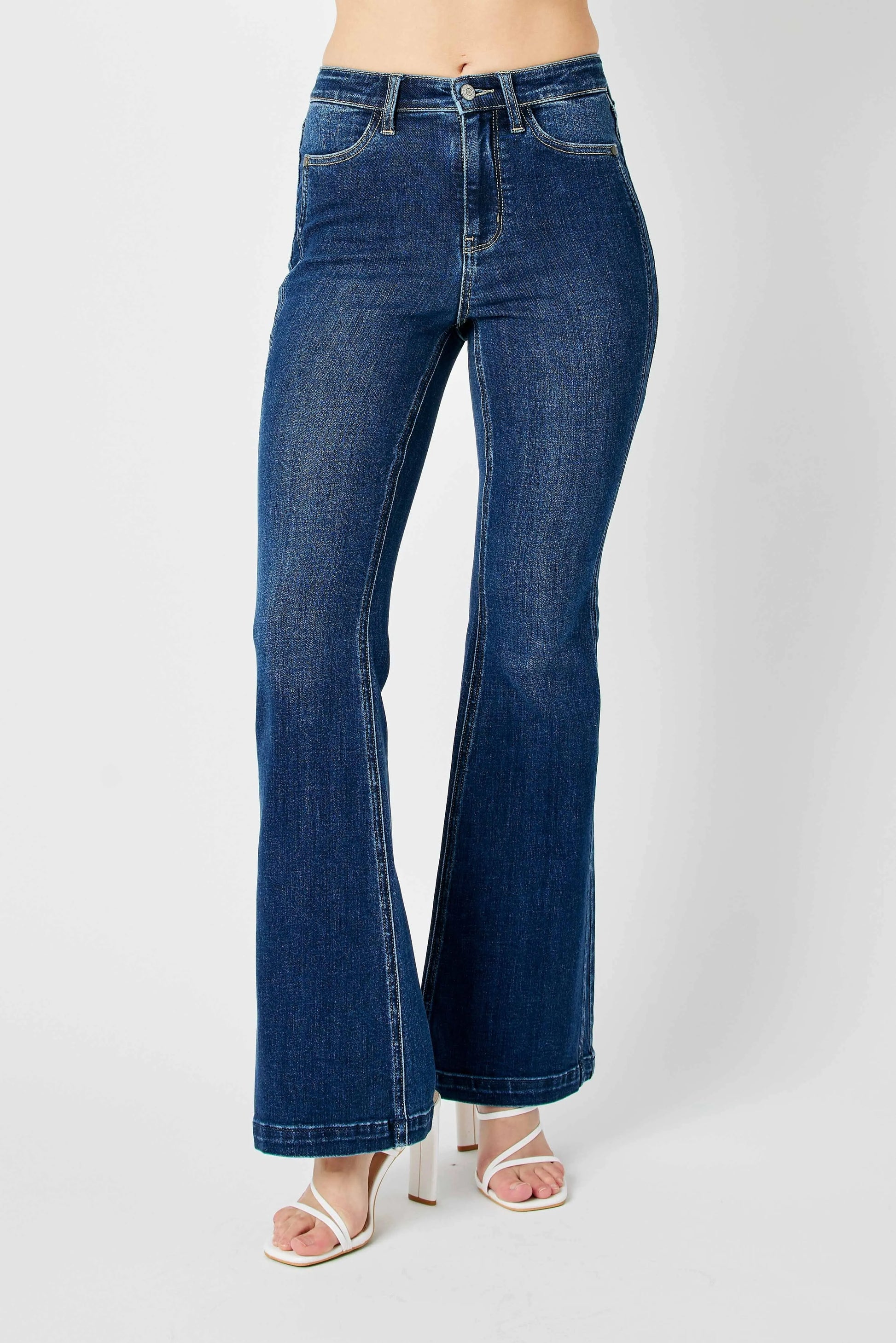 Judy Blue Full Size Hw Angled Side Seam Detail Flare Jeans Plus Size - Premium Women / Jeans & Denim from Trendsi - Just $71.99! Shop now at Handbags Specialist Headquarter