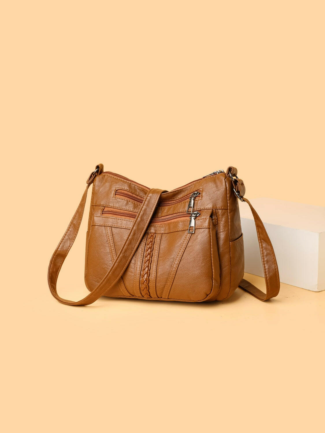 PU Leather Adjustable Strap Shoulder Bag.
