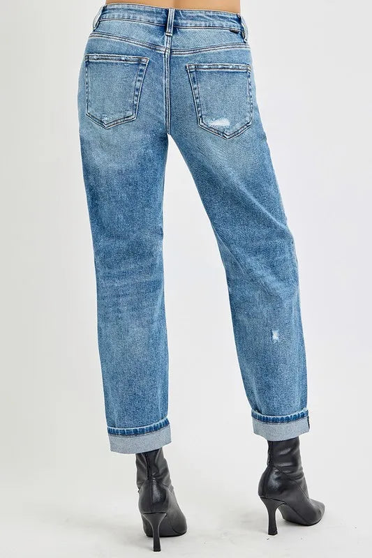 RISEN Full Size High Rise Ankle Boyfriend Distressed Jeans Plus Size - Premium Women / Jeans & Denim from Trendsi - Just $59.44! Shop now at Handbags Specialist Headquarter