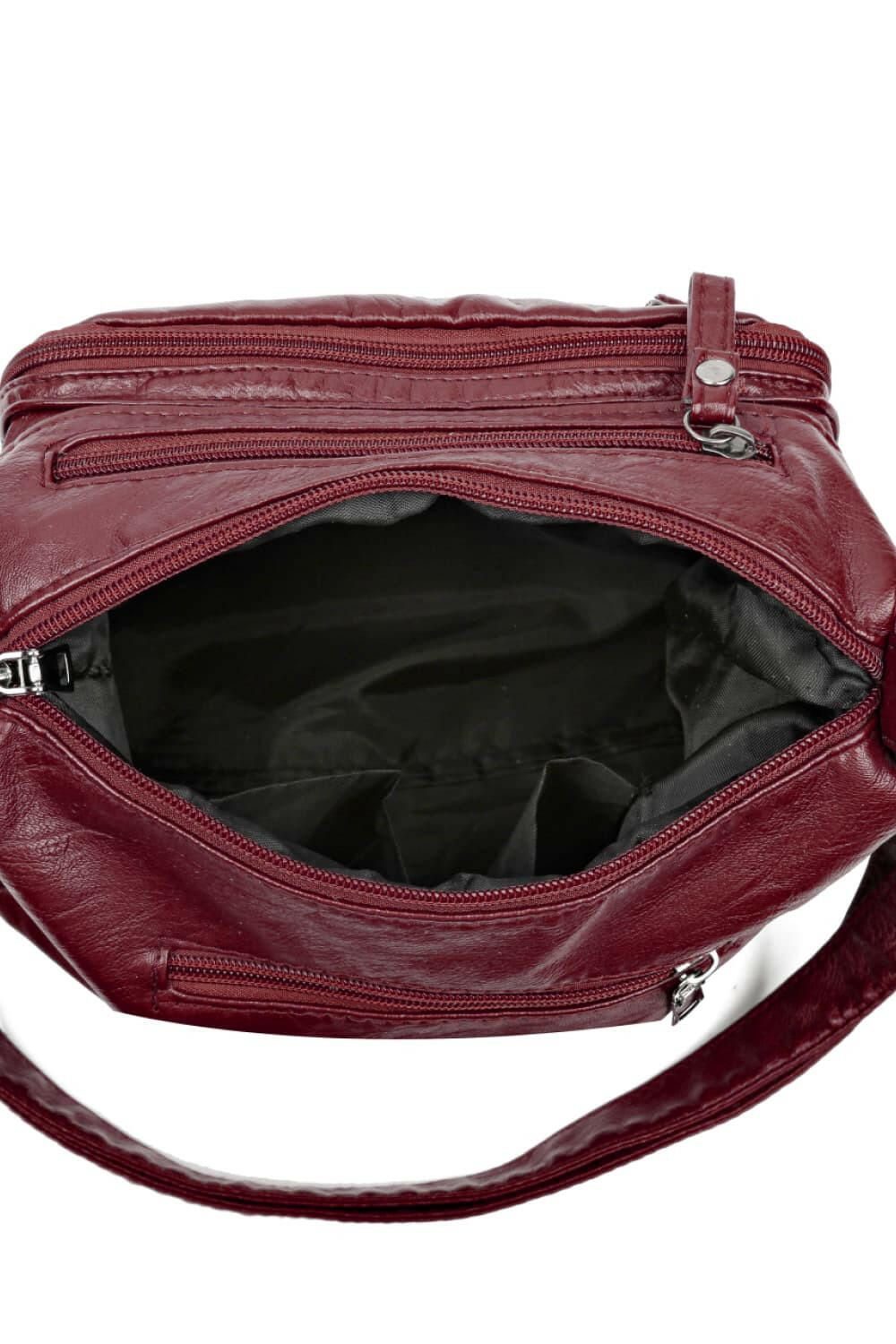 Multi-Pocket PU Leather Crossbody Bag.