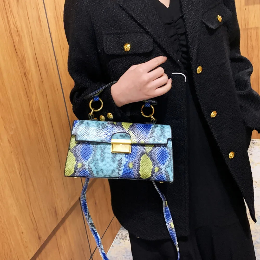 PU Leather Snakeskin Print Crossbody Bag - Premium Crossbody Bag from Trendsi - Just $35.99! Shop now at Handbags Specialist Headquarter