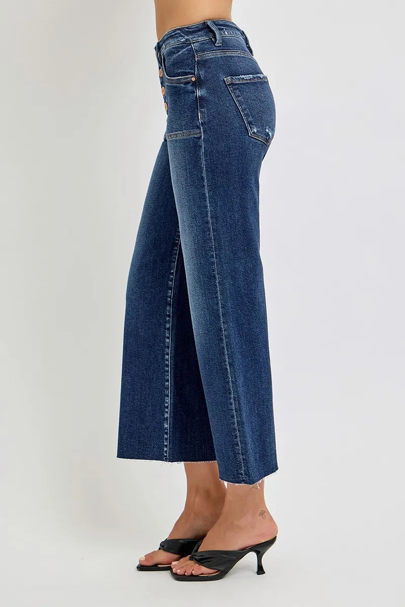 RISEN Full Size High Rise Crop Wide Button Up Jeans Plus Size - Premium Women / Jeans & Denim from Trendsi - Just $66.99! Shop now at Handbags Specialist Headquarter
