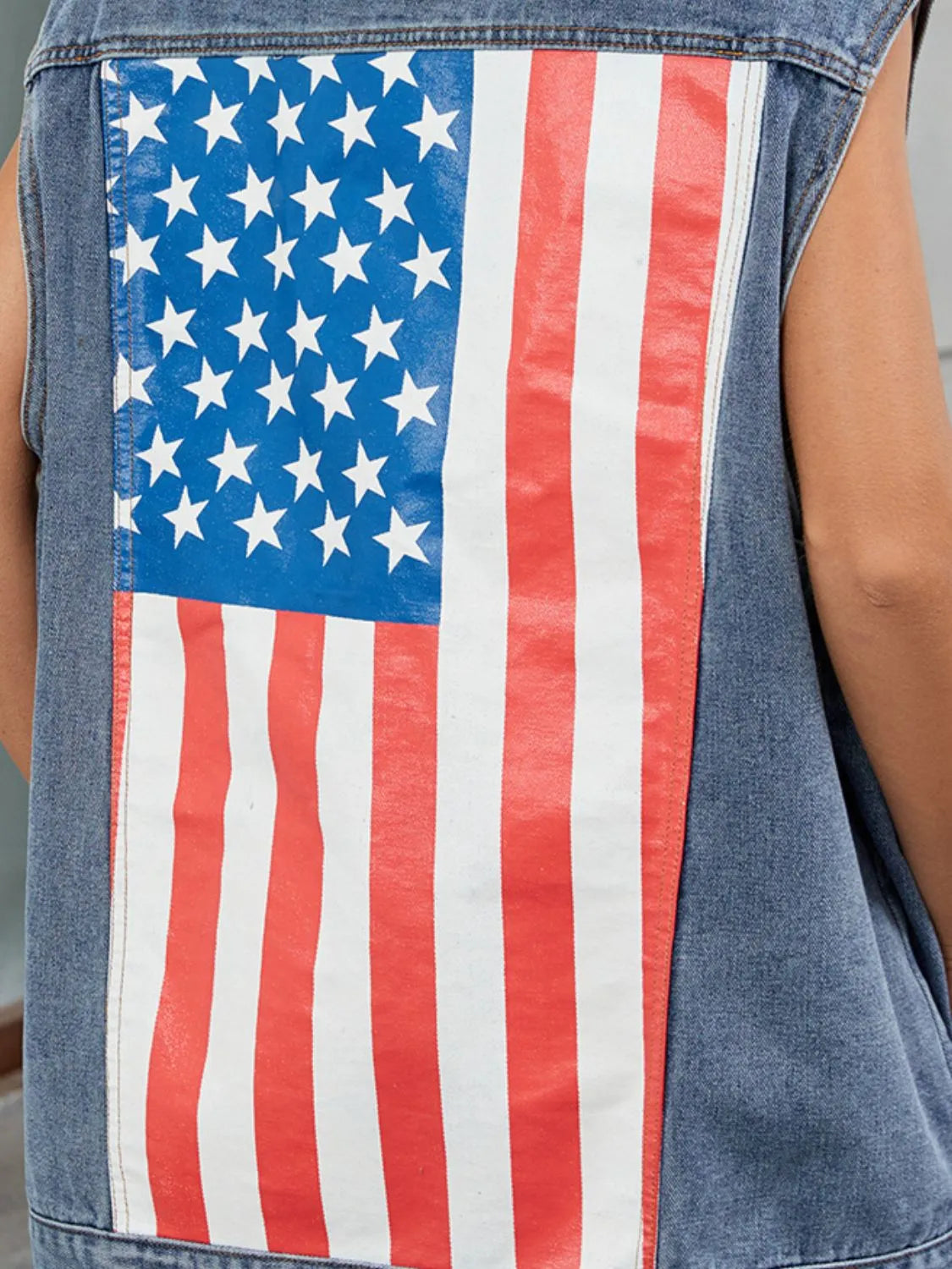 Button Down US Flag Denim Vest - Premium Women / Jeans & Denim from Trendsi - Just $35.30! Shop now at Handbags Specialist Headquarter