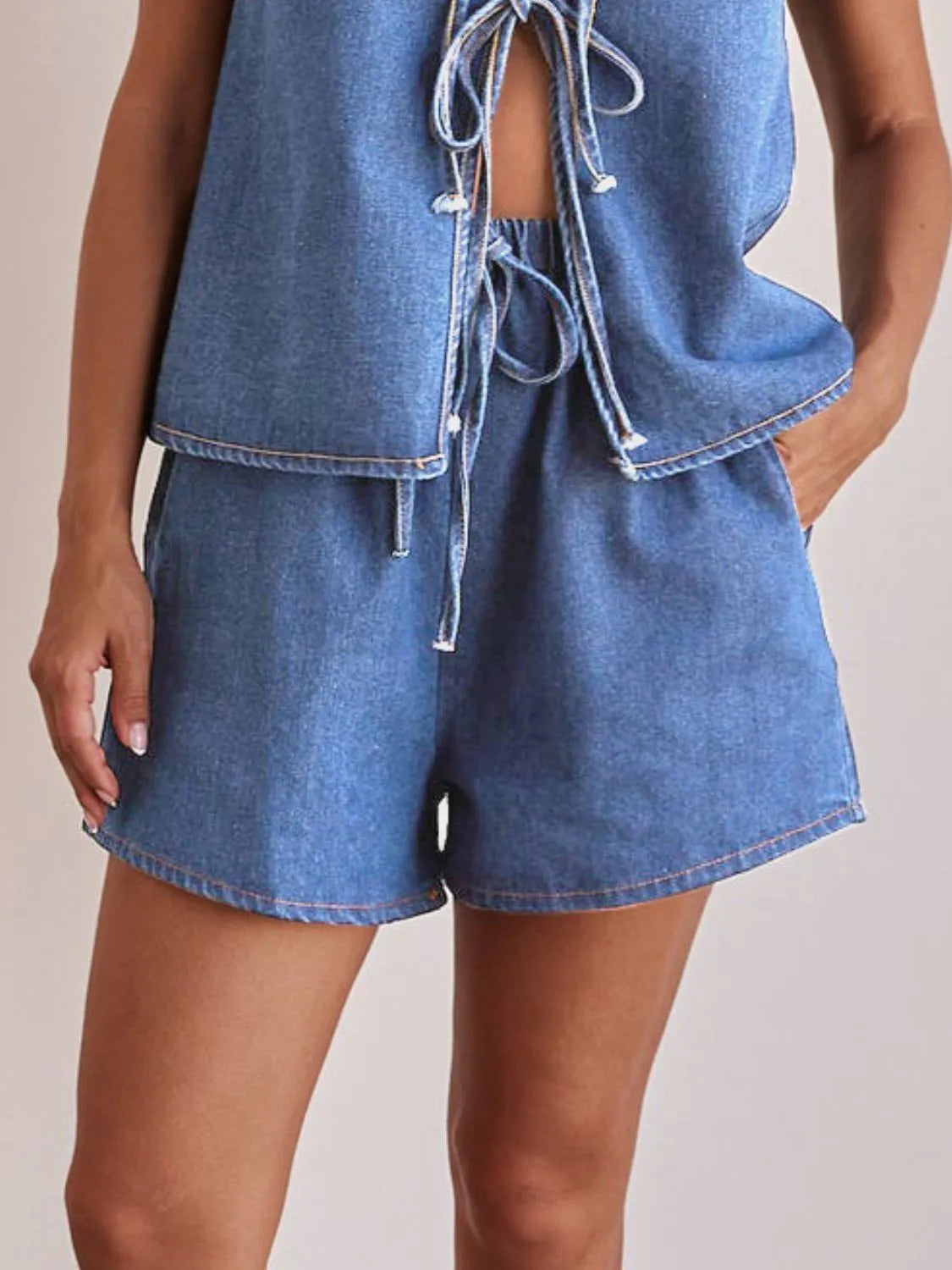 Elastic Waist Denim Shorts - Premium Women / Jeans & Denim from Trendsi - Just $24.42! Shop now at Handbags Specialist Headquarter