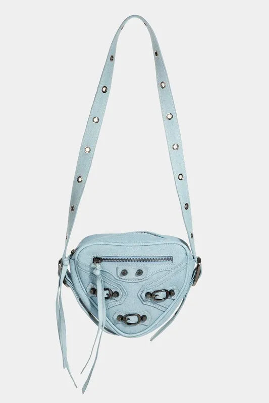Fame PU Leather Triangle Crossbody Bag - Premium Crossbody Bag from Trendsi - Just $30.99! Shop now at Handbags Specialist Headquarter