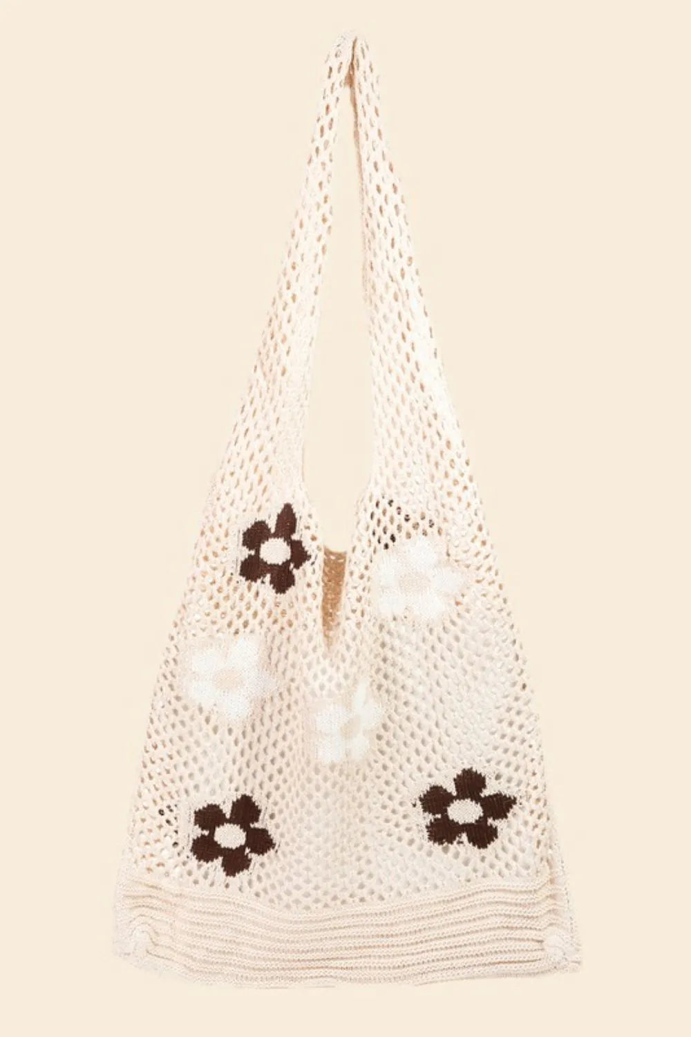Fame Flower Pattern Knitted Tote Bag - Premium Tote Bag from Trendsi - Just $39.99! Shop now at Handbags Specialist Headquarter