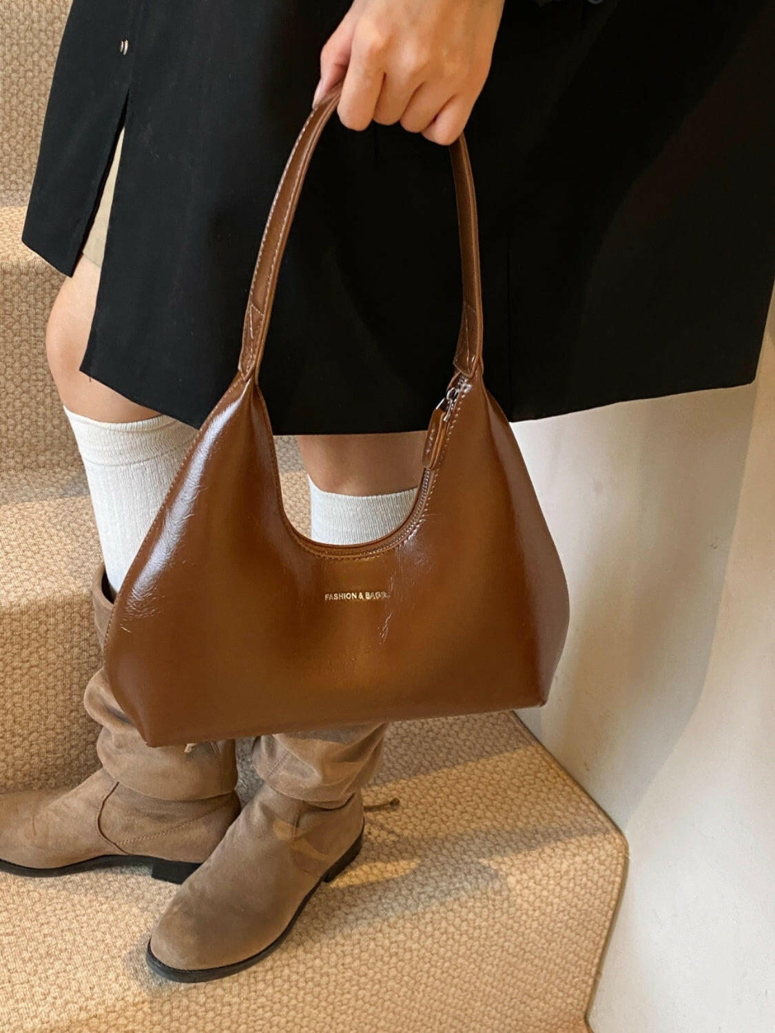 PU Leather Shoulder Bag.