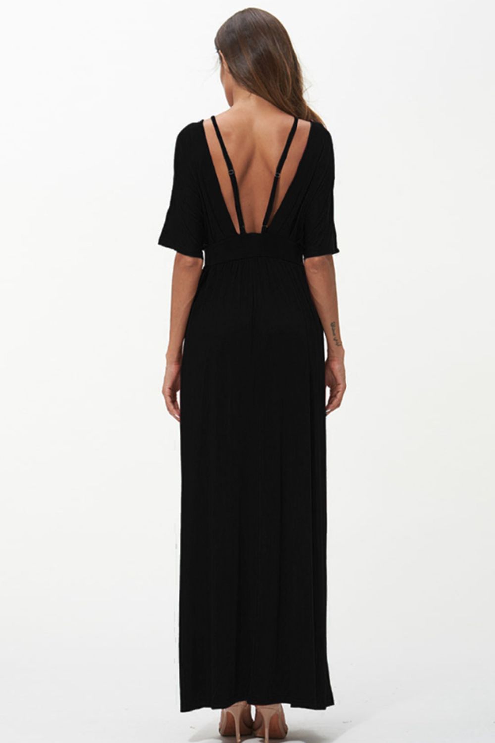 Shiny Strappy Neck Maxi Dress - Premium Maxi Dress from Trendsi - Just $41.99! Shop now at Handbags Specialist Headquarter